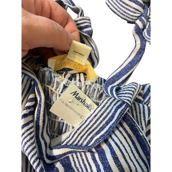 MONTEAU Women's Size Large Tiered Sundress Blue White Stripes - Picture 11 of 12